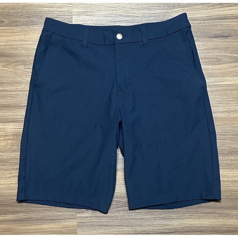 LULULEMON 11" Commission Relaxed Fit Stretch Warpstreme Navy Tech Shorts Sz 31